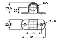 Plan coté guide de tube ø 22 mm avec palier nylon