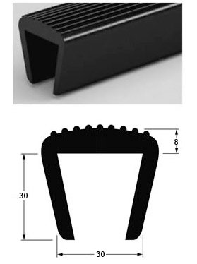 Profil PVC de protection de ridelle 30x30 mm