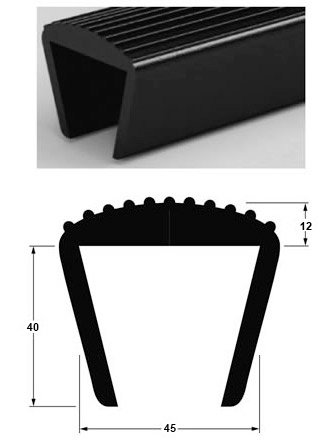 Profil PVC de protection de ridelle 45x40 mm