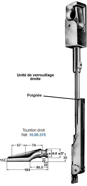 Tourillon et unité de verrouillage pour ridelle