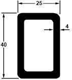 Profil tubulaire 40 x 25 mm