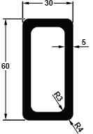 Profil tubulaire 60 x 30 mm