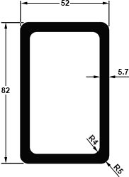 Profil tubulaire 82 x 52 mm