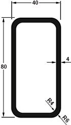 Profil tubulaire 80 x 40 mm